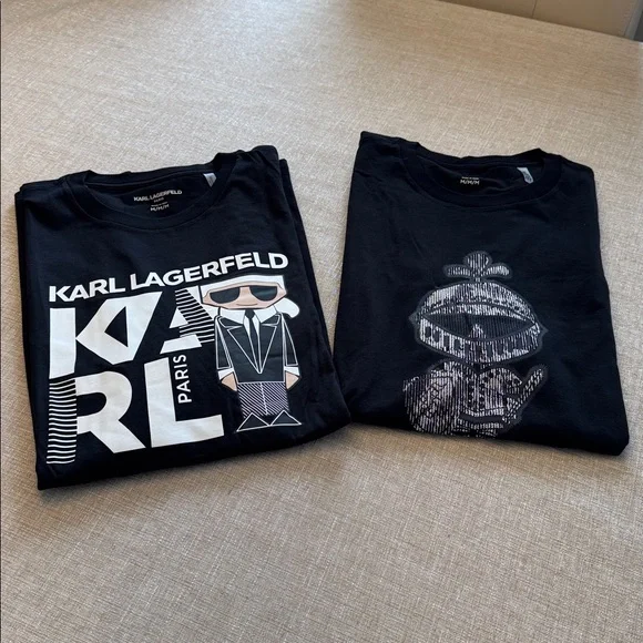 Karl Lagerfeld- NWT Pixel Art T-Shirts - Black and Tan (Bundle of 2) Mens M - Picture 1 of 7